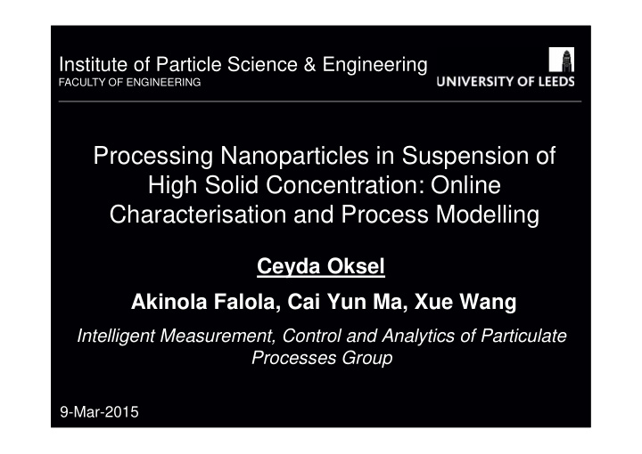 processing nanoparticles in suspension of high solid