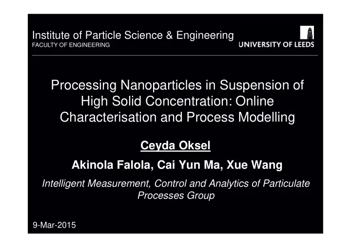 processing nanoparticles in suspension of high solid