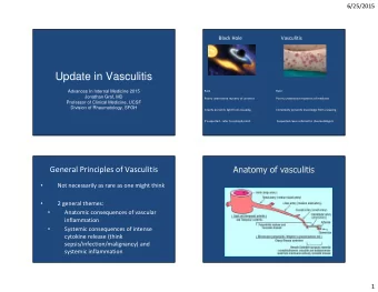 Update in Vasculitis  Advances In Internal Medicine 2015  Rare  Rare  Jonathan Graf, MD  Poorly