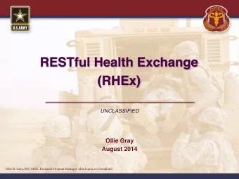 RESTful Health Exchange (RHEx)  UNCLASSIFIED  Ollie Gray  August 2014   Ollie B. Gray,