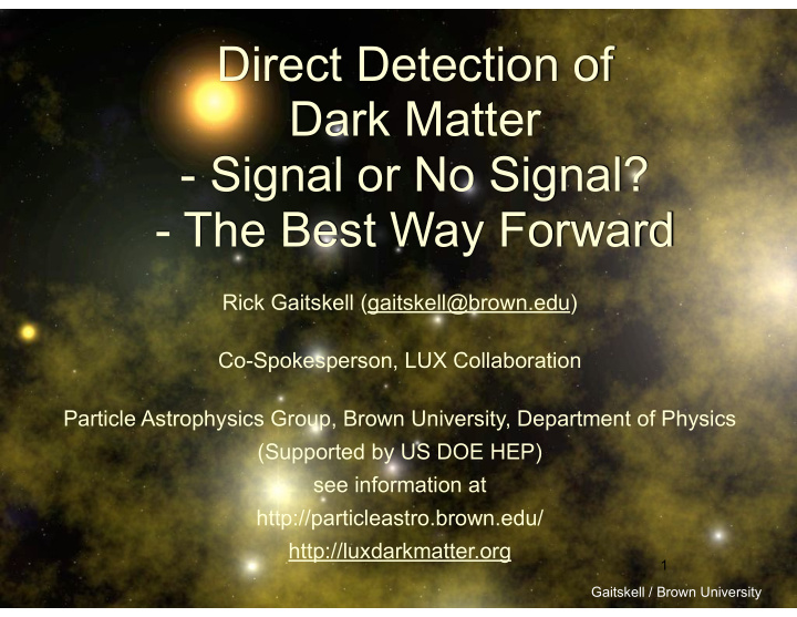 direct detection of dark matter signal or no signal the