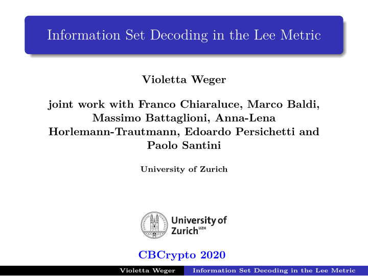 information set decoding in the lee metric