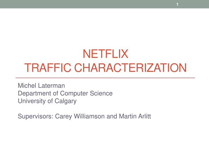 netflix traffic characterization