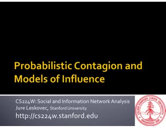 http://cs224w.stanford.edu  Last time: Decision Based Models  Utility based  Deterministic