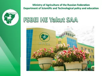 Ministry of Agriculture of the Russian Federation  Department of Scientific and Technological