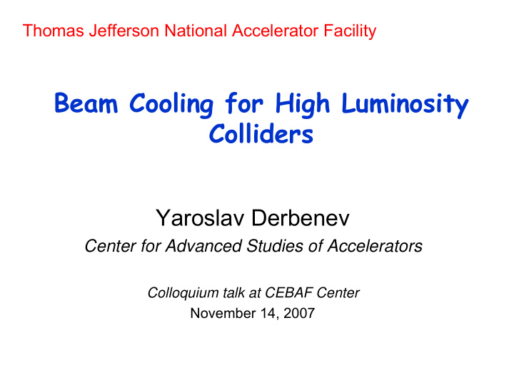 beam cooling for high luminosity colliders