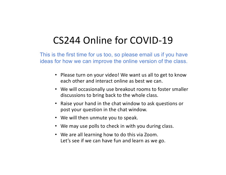 cs244 online for covid 19