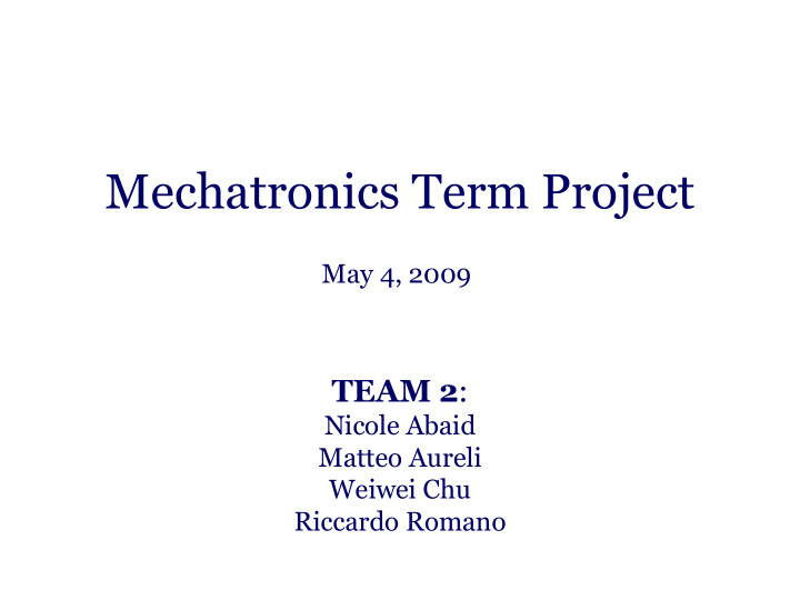 mechatronics term project