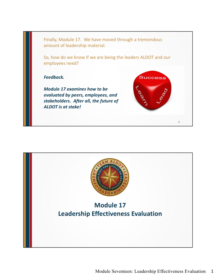 module 17 leadership effectiveness evaluation