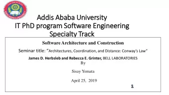 Spe  pecia  ialty  ty Track  ack  Software Architecture and Construction Seminar title: