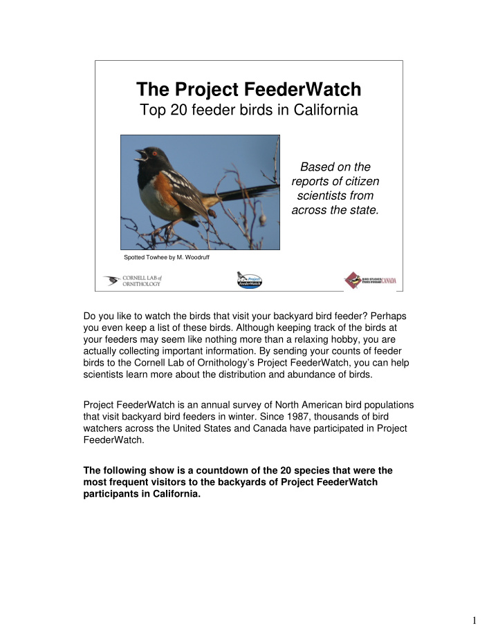 the project feederwatch