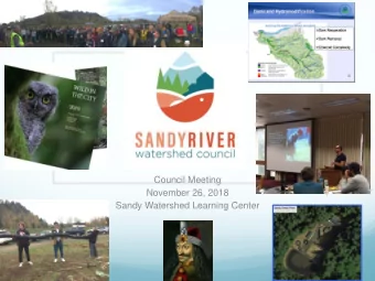 Council Meeting  November 26, 2018  Sandy Watershed Learning Center  Worth Commemorating    1476