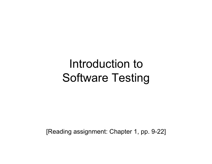 introduction to software testing