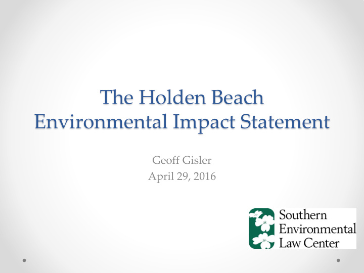 the holden beach environmental impact statement