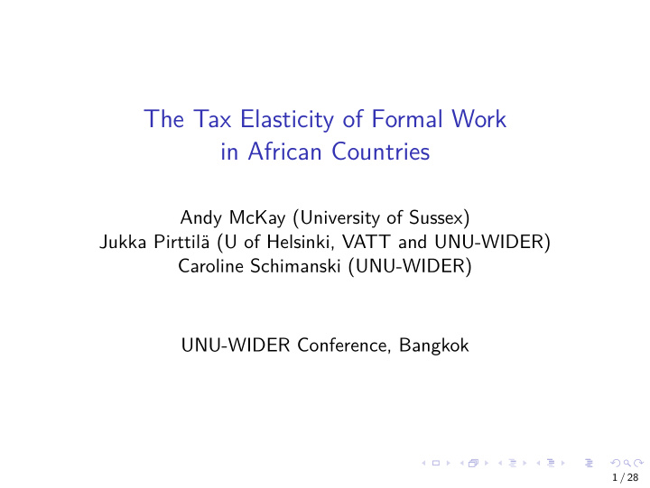 the tax elasticity of formal work in african countries