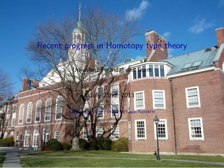 recent progress in homotopy type theory