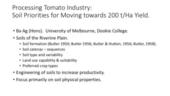 Processing Tomato Industry:  Soil Priorities for Moving towards 200 t/Ha Yield.  Ba Ag (Hons).