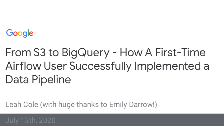 from s3 to bigquery how a first time airglow user