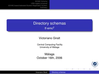 Directory schemas tf-emc 2  Victoriano Giralt  Central Computing Facility  University of Mlaga