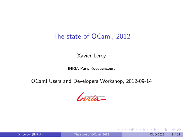 the state of ocaml 2012