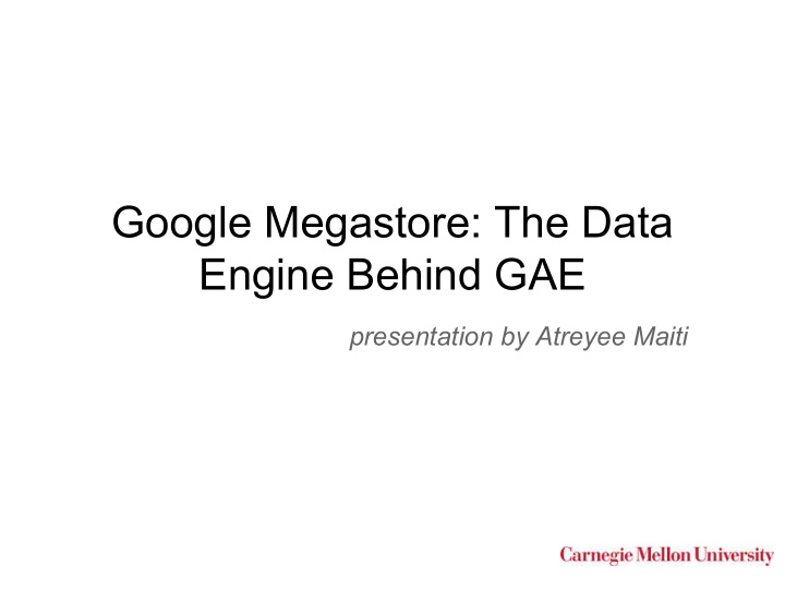 google megastore the data engine behind gae