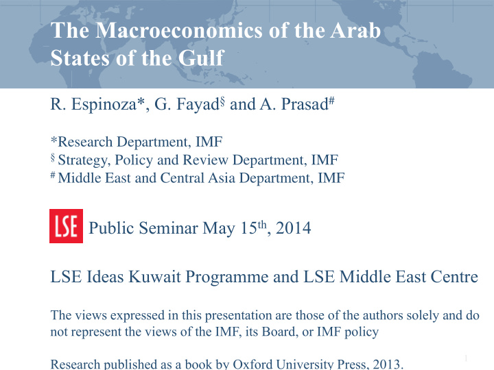 the macroeconomics of the arab states of the gulf r