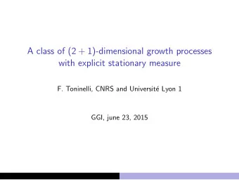 A class of (2 + 1)-dimensional growth processes  with explicit stationary measure  F. Toninelli,