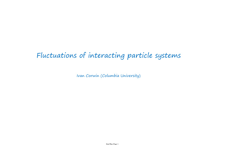 fluctuations of interacting particle systems