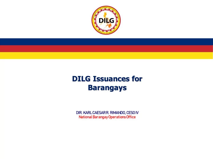 dilg issuances for barangays