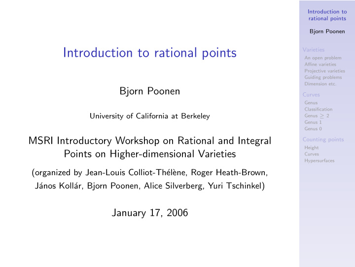 introduction to rational points