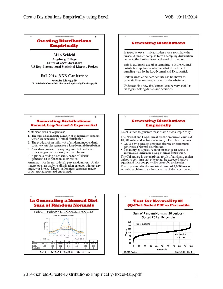create distributions empirically using excel v0e 10 11