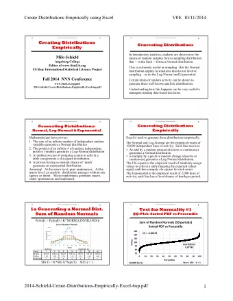 Create Distributions Empirically using Excel  V0E  10/11/2014  0E  2014 Schield Creating