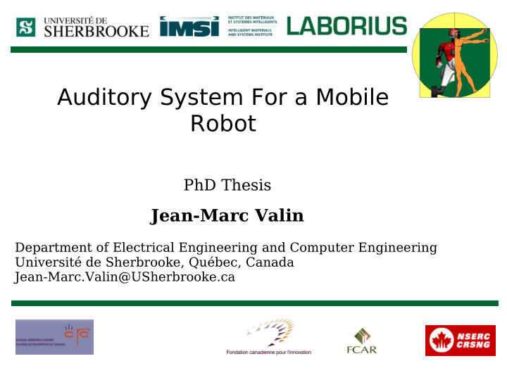 auditory system for a mobile robot