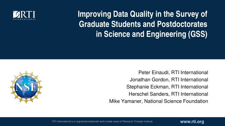 improving data quality in the survey of graduate students