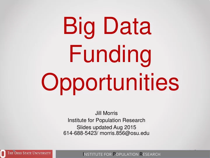 big data funding opportunities