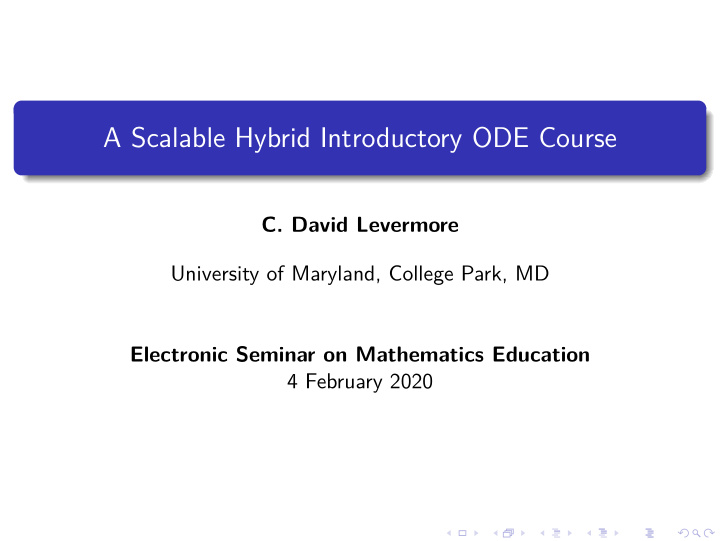 a scalable hybrid introductory ode course