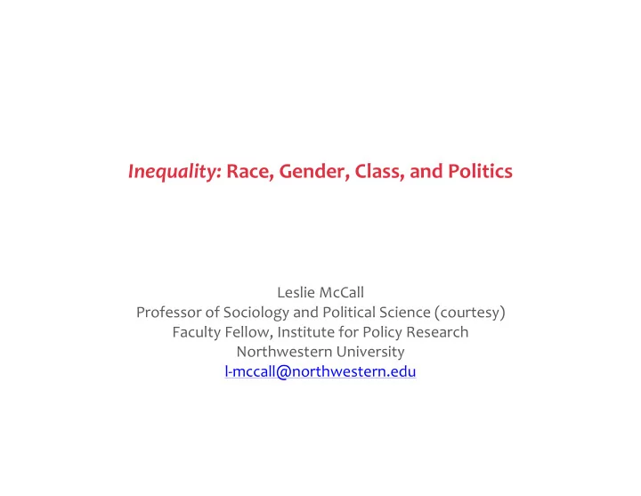 inequality race gender class and politics