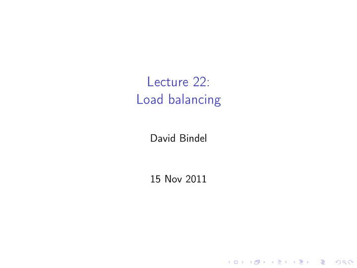 lecture 22 load balancing