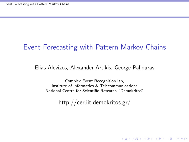 event forecasting with pattern markov chains
