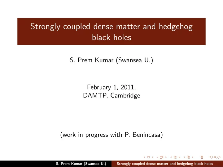 strongly coupled dense matter and hedgehog black holes