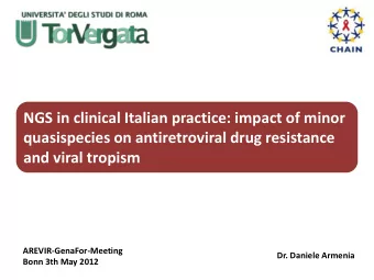 NGS in clinical Italian practice: impact of minor  quasispecies on antiretroviral drug resistance