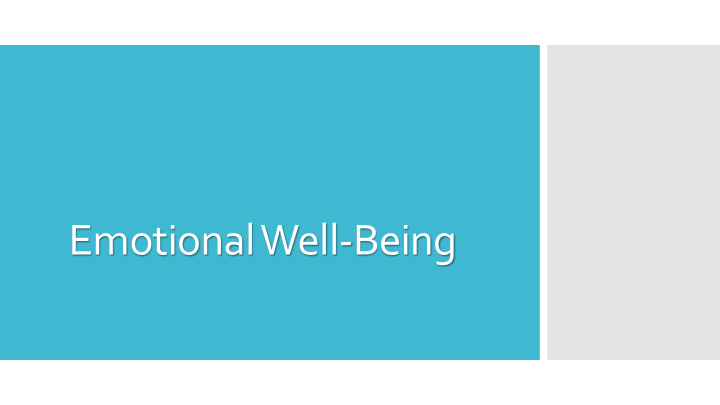 emotional well being