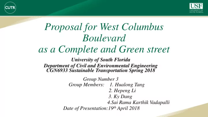 proposal for west columbus