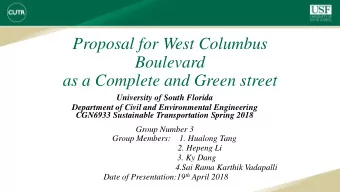 Proposal for West Columbus  Boulevard  as a Complete and Green street  University of South Florida