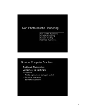 Non-Photorealistic Rendering  Non-Photorealistic Rendering  Pen-and-Ink Illustrations  Pen-and-Ink