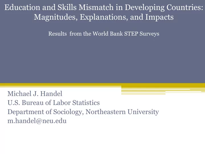 education and skills mismatch in developing countries