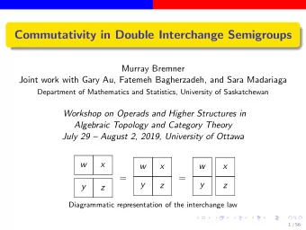 Commutativity in Double Interchange Semigroups  Murray Bremner  Joint work with Gary Au, Fatemeh