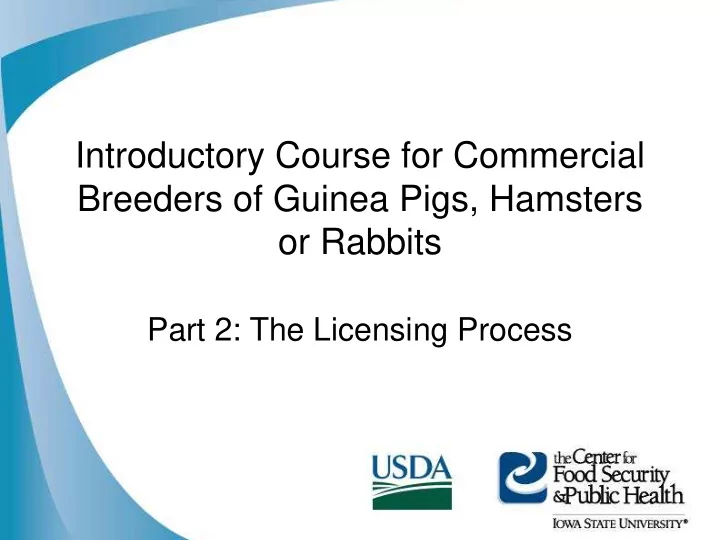introductory course for commercial breeders of guinea