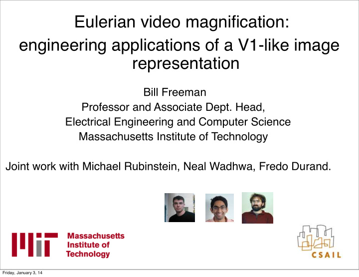 eulerian video magnification engineering applications of