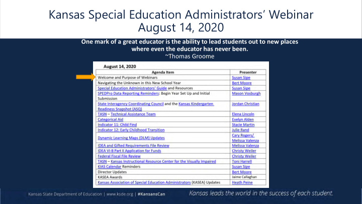 kansas special education administrators webinar august 14